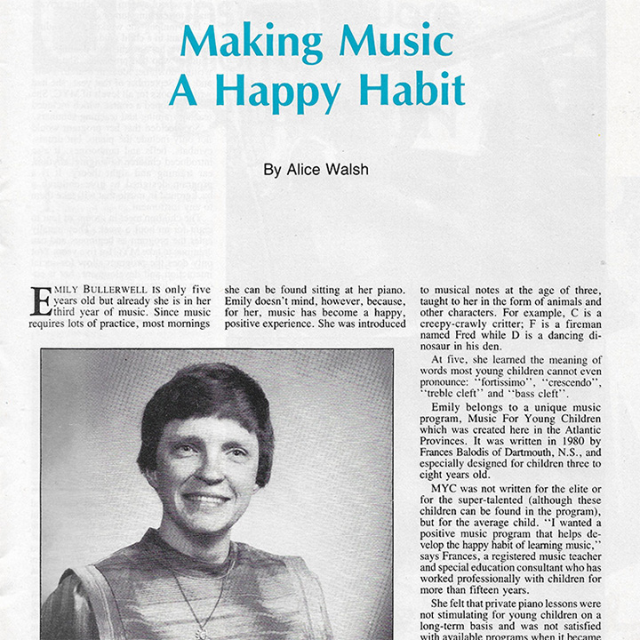 MYC - Making Music A Happy Habit (Atlantic Advocate Magazine - Sept. 1987)
